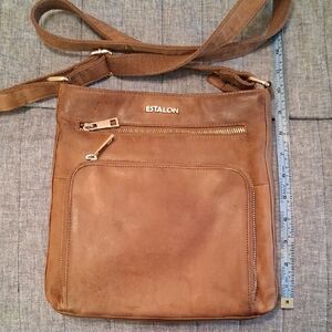 Estalon Tan Leather Crossbody Bag